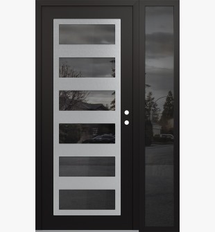 Diamond C9 48" x 80" black/black mirrored Glass Panel stainless steel LHI with Sidelite mirrored Glass