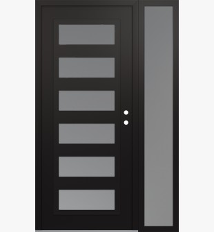 Diamond C9 48" x 80" black/white frosted Glass Panel black LHI with Sidelite frosted Glass