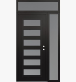Diamond C9 48" x 96" black/white frosted Glass Panel black LHI with Sidelite and Transom frosted Glass
