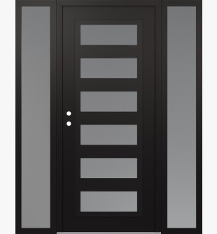 Diamond C9 60" x 80" black/white frosted Glass Panel black RHI with 2 Sidelites frosted Glass