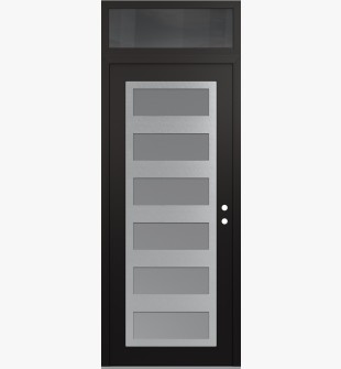 Diamond C9 36" x 96" black/white frosted Glass Panel stainless steel LHI with Transom mirrored Glass