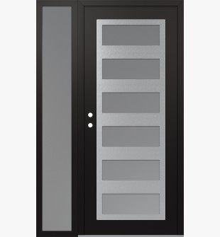 Diamond C9 50" x 80" black/white frosted Glass Panel stainless steel RHI with Sidelite frosted Glass