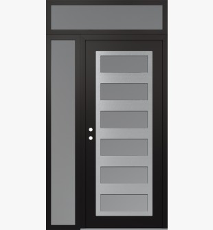 Diamond C9 50" x 96" black/white frosted Glass Panel stainless steel RHI with Sidelite and Transom frosted Glass