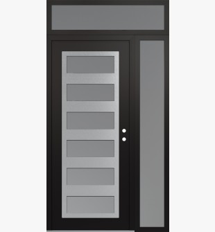 Diamond C9 50" x 96" black/white frosted Glass Panel stainless steel LHI with Sidelite and Transom frosted Glass