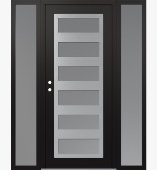 Diamond C9 68" x 80" black/white frosted Glass Panel stainless steel RHI with 2 Sidelites frosted Glass