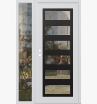 Diamond C9 52" x 80" white/white clear Glass Panel black RHI with Sidelite clear Glass
