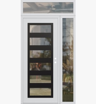 Diamond C9 48" x 96" white/white clear Glass Panel black LHI with Sidelite and Transom clear Glass