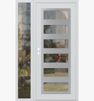 Diamond C9 48" x 80" white/white clear Glass Panel stainless steel RHI with Sidelite clear Glass