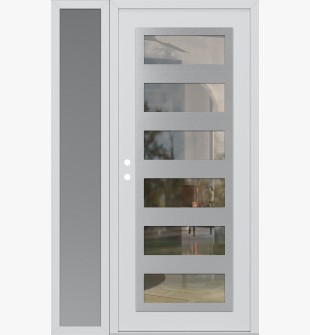 Diamond C9 52" x 80" white/white clear Glass Panel stainless steel RHI with Sidelite frosted Glass