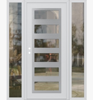 Diamond C9 60" x 80" white/white clear Glass Panel stainless steel RHI with 2 Sidelites clear Glass