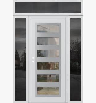 Diamond C9 60" x 96" white/white clear Glass Panel stainless steel RHI with 2 Sidelites and Transom mirrored Glass