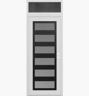 Diamond C9 36" x 96" white/white frosted Glass Panel black LHI with Transom mirrored Glass