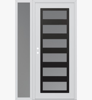 Diamond C9 52" x 80" white/white frosted Glass Panel black RHI with Sidelite frosted Glass