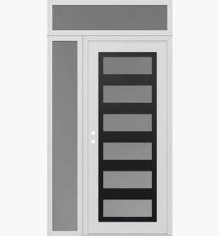 Diamond C9 50" x 96" white/white frosted Glass Panel black RHI with Sidelite and Transom frosted Glass