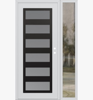Diamond C9 48" x 80" white/white frosted Glass Panel black LHI with Sidelite clear Glass