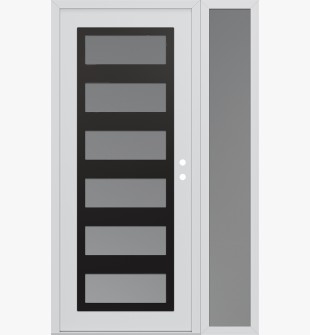 Diamond C9 50" x 80" white/white frosted Glass Panel black LHI with Sidelite frosted Glass