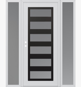 Diamond C9 68" x 80" white/white frosted Glass Panel black RHI with 2 Sidelites frosted Glass