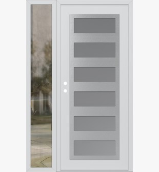 Diamond C9 52" x 80" white/white frosted Glass Panel stainless steel RHI with Sidelite clear Glass