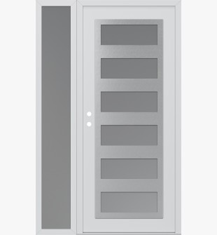 Diamond C9 48" x 80" white/white frosted Glass Panel stainless steel RHI with Sidelite frosted Glass