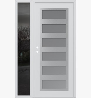 Diamond C9 50" x 80" white/white frosted Glass Panel stainless steel LHI with Sidelite mirrored Glass