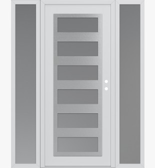 Diamond C9 68" x 80" white/white frosted Glass Panel stainless steel LHI with 2 Sidelites frosted Glass