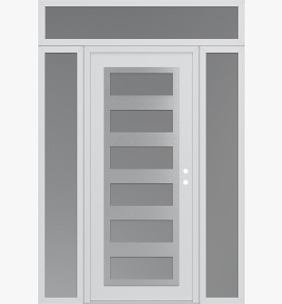 Diamond C9 60" x 96" white/white frosted Glass Panel stainless steel LHI with 2 Sidelites and Transom frosted Glass