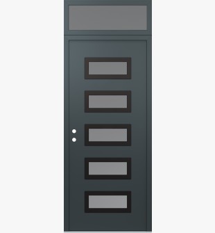 Diamond D1 36" x 96" anthracite/anthracite Frosted Glass Panel black RHI with Transom Frosted Glass