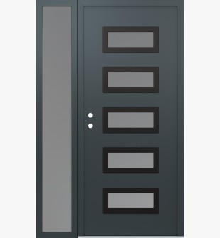 Diamond D1 50" x 80" anthracite/anthracite frosted Glass Panel black RHI with Sidelite frosted Glass