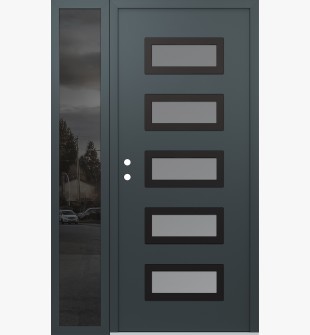 Diamond D1 50" x 80" anthracite/anthracite frosted Glass Panel black RHI with Sidelite mirrored Glass