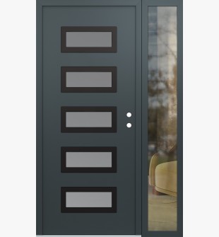 Diamond D1 50" x 80" anthracite/anthracite Frosted Glass Panel black LHI with Sidelite clear Glass