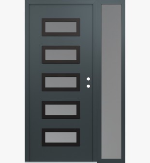 Diamond D1 48" x 80" anthracite/anthracite frosted Glass Panel black LHI with Sidelite frosted Glass