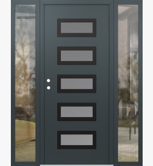 Diamond D1 60" x 80" anthracite/anthracite Frosted Glass Panel black RHI with 2 Sidelites clear Glass
