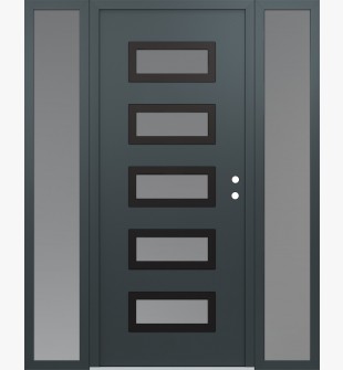 Diamond D1 68" x 80" anthracite/anthracite frosted Glass Panel black LHI with 2 Sidelites frosted Glass