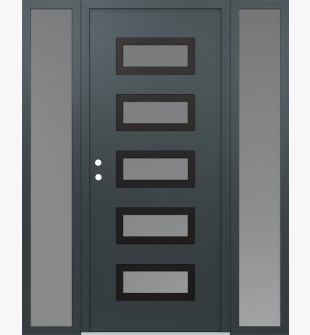 Diamond D1 64" x 80" anthracite/anthracite frosted Glass Panel black RHI with 2 Sidelites frosted Glass