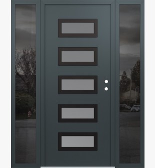 Diamond D1 64" x 80" anthracite/anthracite frosted Glass Panel black LHI with 2 Sidelites mirrored Glass