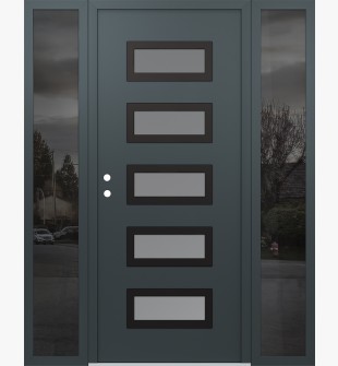 Diamond D1 64" x 80" anthracite/anthracite frosted Glass Panel black RHI with 2 Sidelites mirrored Glass