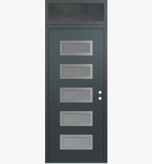 Diamond D1 36" x 96" anthracite/anthracite Frosted Glass Panel stainless steel LHI with Transom Mirrored Glass