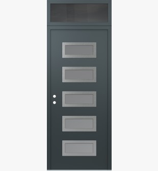 Diamond D1 36" x 96" anthracite/anthracite Frosted Glass Panel stainless steel RHI with Transom Mirrored Glass