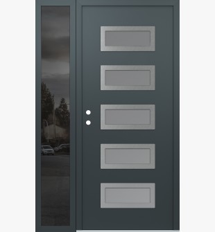 Diamond D1 52" x 80" anthracite/anthracite Frosted Glass Panel stainless steel RHI with Sidelite Mirrored Glass