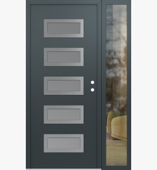 Diamond D1 52" x 80" anthracite/anthracite Frosted Glass Panel stainless steel LHI with Sidelite clear Glass