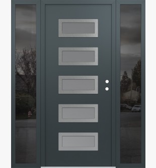 Diamond D1 64" x 80" anthracite/anthracite frosted Glass Panel stainless steel LHI with 2 Sidelites mirrored Glass