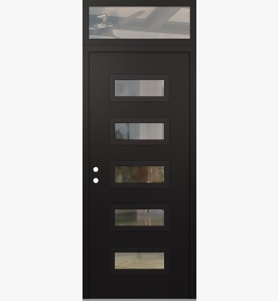 Diamond D1 36" x 96" black/black Clear Glass Panel black RHI with Transom Clear Glass