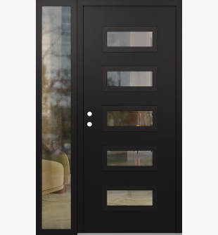 Diamond D1 48" x 80" black/black Clear Glass Panel black RHI with Sidelite Clear Glass