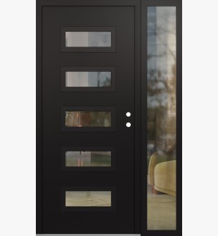 Diamond D1 48" x 80" black/black Clear Glass Panel black LHI with Sidelite Clear Glass