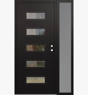 Diamond D1 48" x 80" black/black Clear Glass Panel black LHI with Sidelite frosted Glass