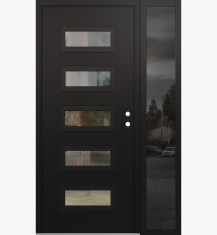 Diamond D1 52" x 80" black/black Clear Glass Panel black LHI with Sidelite Mirrored Glass