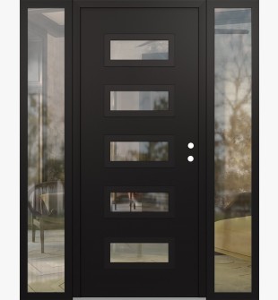 Diamond D1 68" x 80" black/black Clear Glass Panel black LHI with 2 Sidelites Clear Glass