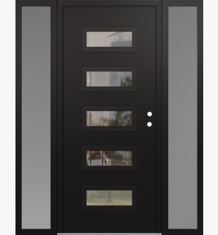Diamond D1 64" x 80" black/black Clear Glass Panel black LHI with 2 Sidelites frosted Glass