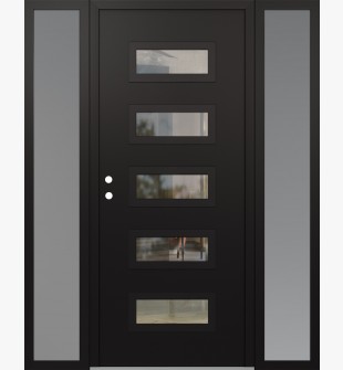 Diamond D1 60" x 80" black/black Clear Glass Panel black RHI with 2 Sidelites frosted Glass