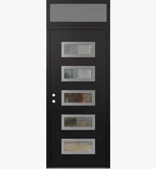 Diamond D1 36" x 96" black/black Clear Glass Panel Stainless steel RHI with Transom frosted Glass